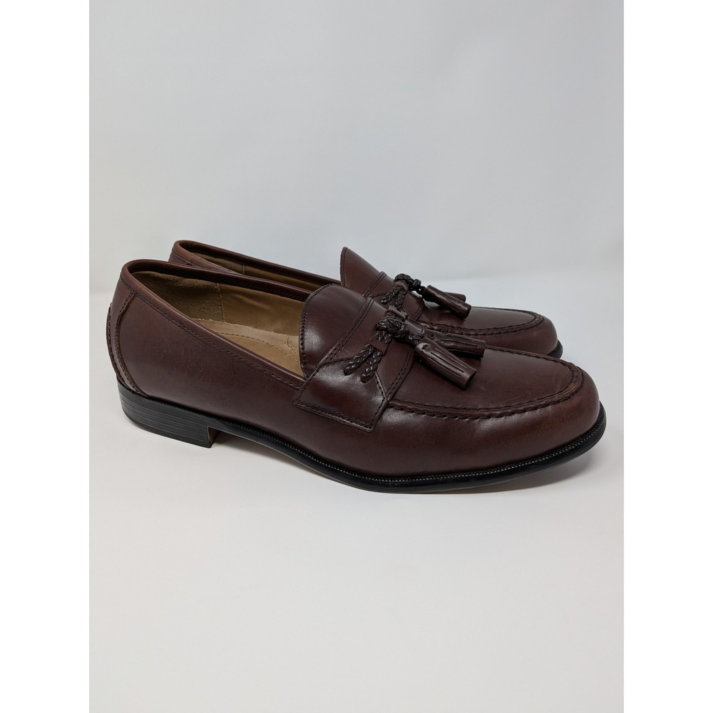 Dockers Mens 11M Brown Leather Tassel Loafers All Motion Comfort Dark Academia